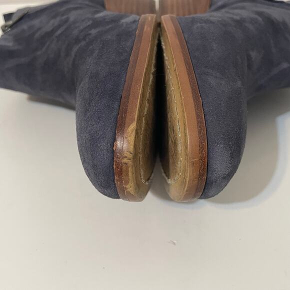 J. Crew Women's Navy Blue Suede Block Heel Ankle Booties Size 8 - Picture 12 of 14